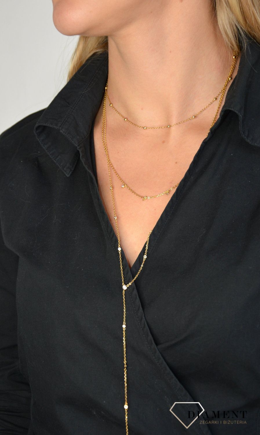 Srebrny naszyjnik pozłacany potrójny kulki DIA-NSZ-0069-925 Z.jpg